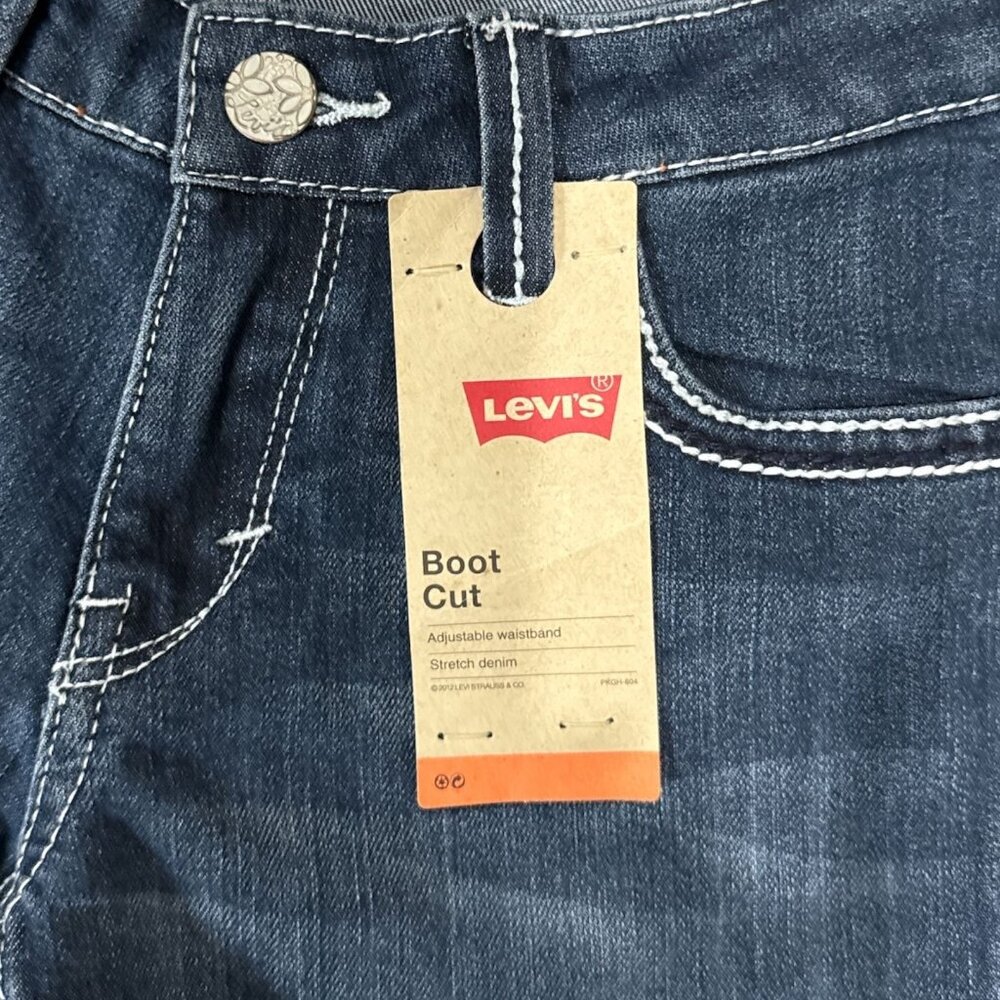 NEW Levis Bootcut Jeans Girls 14 Slim Dark Wash Denim Kids Stretch Summer Style - Picture 11 of 12
